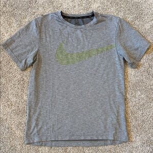 Nike Kids Heather Gray Tee with Olive Logo